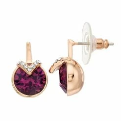 Brilliance Purple Crystal Linear Drop Earrings Rose Tone Purple -Brilliance Shop unnamed file 786