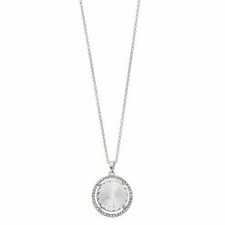 Brilliance Crystal Oval Halo Pendant Necklace Gold Tone Champagne