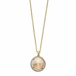 Brilliance Crystal Oval Halo Pendant Necklace Gold Tone Champagne -Brilliance Shop unnamed file 807