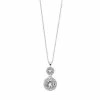 Brilliance Crystal Double Oval Halo Pendant Necklace Silver Tone Clear