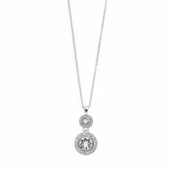 Brilliance Crystal Double Oval Halo Pendant Necklace Silver Tone Clear -Brilliance Shop unnamed file 810