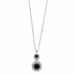 Brilliance Crystal Double Oval Halo Pendant Necklace Silver Tone Clear -Brilliance Shop unnamed file 811