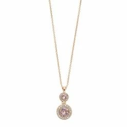 Brilliance Crystal Double Oval Halo Pendant Necklace Silver Tone Clear -Brilliance Shop unnamed file 813