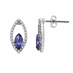 Brilliance Crystal Marquise Stud Earrings Silver Tone Violet -Brilliance Shop unnamed file 816