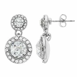 Brilliance Crystal Double Halo Drop Earrings Silver Tone Jet -Brilliance Shop unnamed file 836