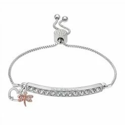 Brilliance Fine Silver Plated "INSPIRED" Crystal Bar Bracelet Two Tone Rose Clear -Brilliance Shop unnamed file 858