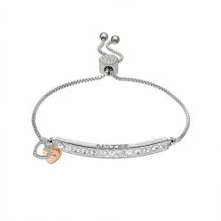 Brilliance "Sister" Crystal Heart Bar Bracelet Two Tone Rose Clear -Brilliance Shop unnamed file 86