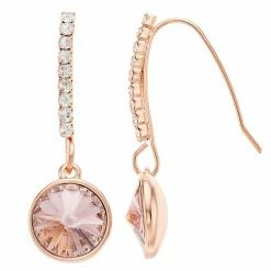 Womens Brilliance Fine Rose Gold Plate Crystal Half Hoop Drop Earring Silver Tone Violet