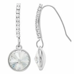 Womens Brilliance Fine Rose Gold Plate Crystal Half Hoop Drop Earring Silver Tone Violet -Brilliance Shop unnamed file 871