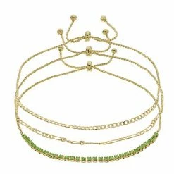 Brilliance Crystal Bracelet Trio Set Silver Tone Pink