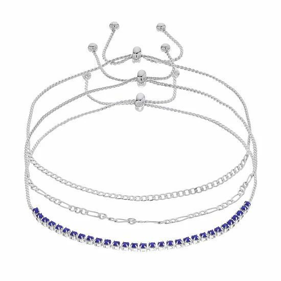 Brilliance Crystal Bracelet Trio Set Silver Tone Pink 7 Brilliance Crystal Bracelet Trio Set Silver Tone Pink - Image 5