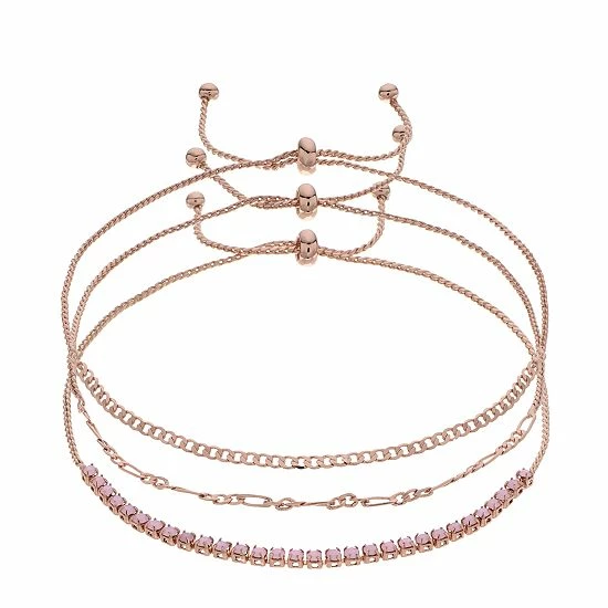 Brilliance Crystal Bracelet Trio Set Silver Tone Pink 9 Brilliance Crystal Bracelet Trio Set Silver Tone Pink - Image 7