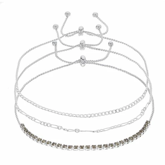 Brilliance Crystal Bracelet Trio Set Silver Tone Pink 10 Brilliance Crystal Bracelet Trio Set Silver Tone Pink - Image 8