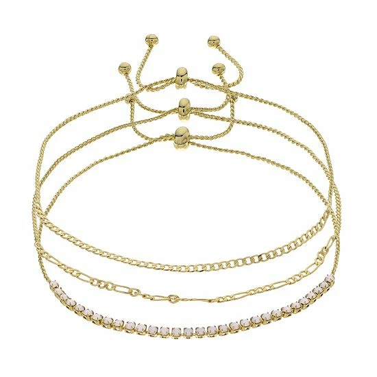 Brilliance Crystal Bracelet Trio Set Silver Tone Pink 12 Brilliance Crystal Bracelet Trio Set Silver Tone Pink - Image 10