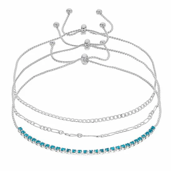 Brilliance Crystal Bracelet Trio Set Silver Tone Pink 13 Brilliance Crystal Bracelet Trio Set Silver Tone Pink - Image 11