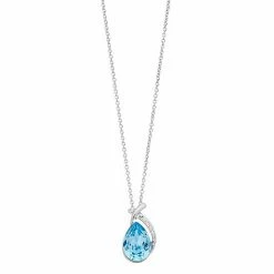Brilliance Teardrop Pendant Necklace With Crystal Silver Tone Aqua -Brilliance Shop unnamed file 904