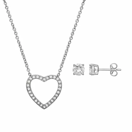 Brilliance Crystal Heart Necklace & Earring Set In Ornament Gift Box 4 Brilliance Crystal Heart Necklace & Earring Set In Ornament Gift Box - Image 2