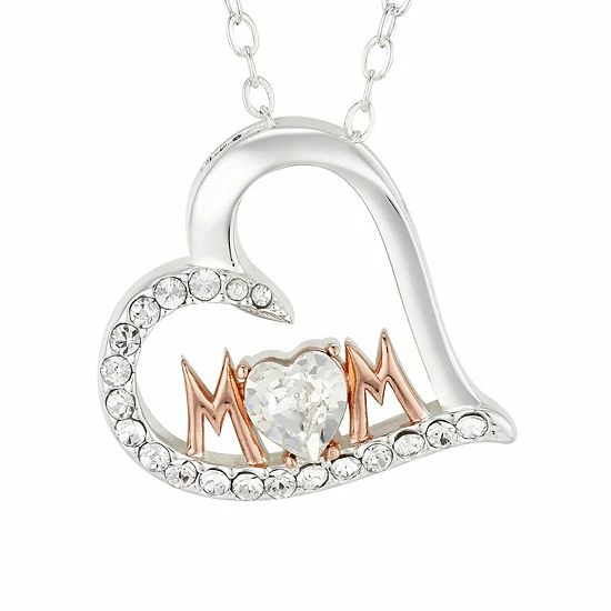 Brilliance Crystal Two-Tone "Mom" Heart Necklace 4 Brilliance Crystal Two-Tone "Mom" Heart Necklace - Image 2