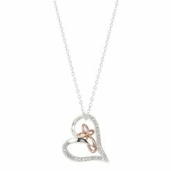 Brilliance Crystal Heart & Cross Pendant Necklace
