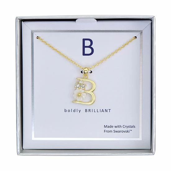 Brilliance Mother-of-Pearl Flower Initial Pendant Necklace 14 Brilliance Mother-of-Pearl Flower Initial Pendant Necklace - Image 12