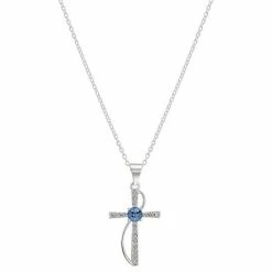 Brilliance Blue & White Preciosa Crystal Cross Necklace