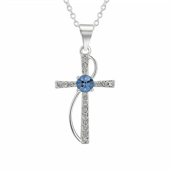 Brilliance Blue & White Preciosa Crystal Cross Necklace 4 Brilliance Blue & White Preciosa Crystal Cross Necklace - Image 2