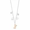Brilliance Two Tone Crystal Butterfly & Heart Charm Necklace